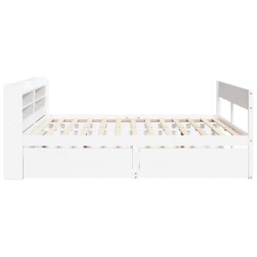 Stylish White Bed Frame 200x200 cm | Solid Pinewood Design