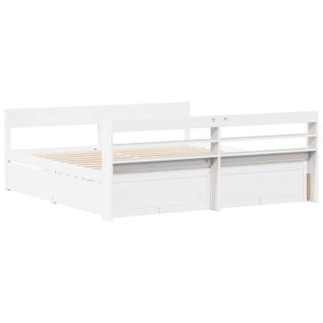 Stylish White Bed Frame 200x200 cm | Solid Pinewood Design