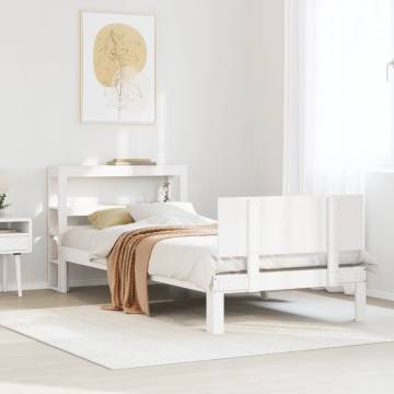 Stylish White Bed Frame with Headboard - Small Single 75x190 cm