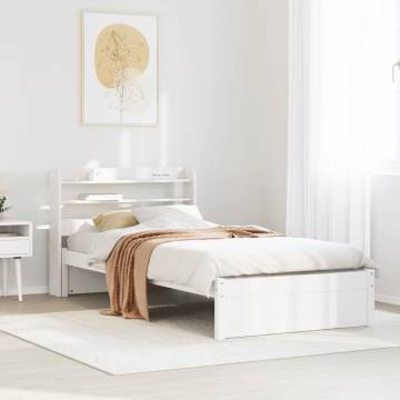 White Bed Frame with Headboard 75x190 cm Small Single