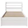 White Bed Frame with Headboard 75x190 cm Small Single