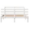 Solid Pine Bed Frame with Headboard - 120x200 cm White