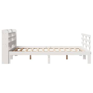 Solid Pine Bed Frame with Headboard - 120x200 cm White