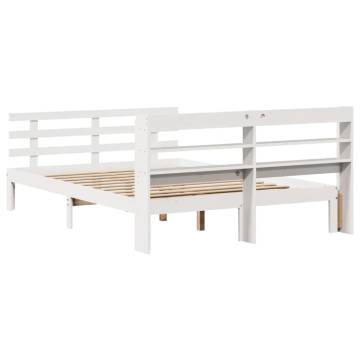 Solid Pine Bed Frame with Headboard - 120x200 cm White