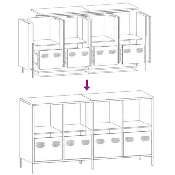 White Sideboard 135x39 cm | Cold-rolled Steel Storage Solution