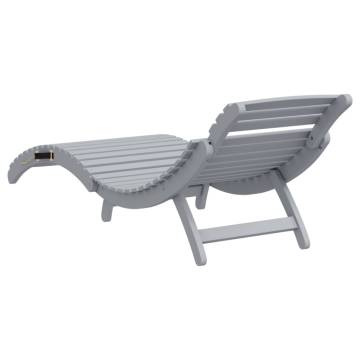 Sun Lounger Grey 184x55x64 cm - Solid Acacia Wood