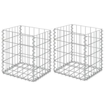 Gabion Baskets 2 pcs Galvanised Steel - 30x30x40 cm | HipoMarket