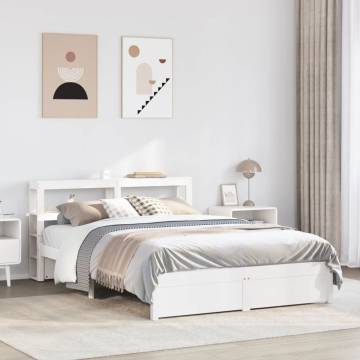 Bed Frame with Headboard - White Small Double 120x190 cm