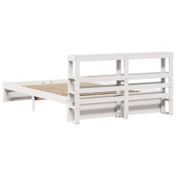 Bed Frame with Headboard - White Small Double 120x190 cm