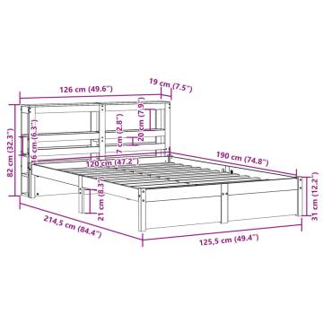 Bed Frame with Headboard - White Small Double 120x190 cm