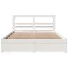 White Bed Frame with Headboard 135x190 cm - No Mattress