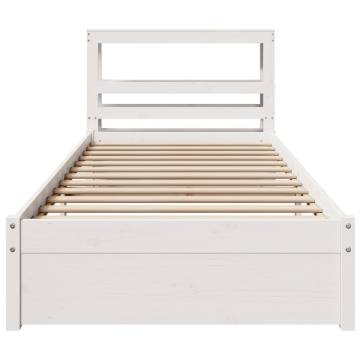 Stylish White Bed Frame with Headboard 90x200 cm - HipoMarket