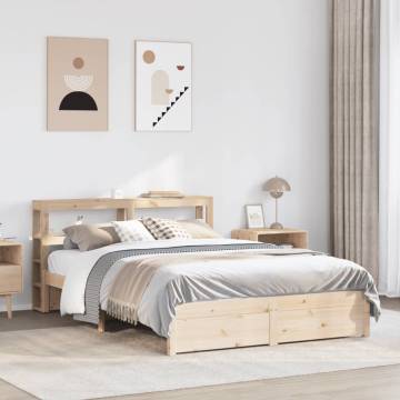 Stylish Wooden Bed Frame with Headboard - 160x200 cm