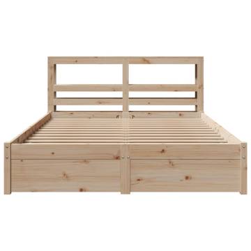 Stylish Wooden Bed Frame with Headboard - 160x200 cm