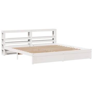 White Super King Bed Frame with Headboard - 180x200 cm