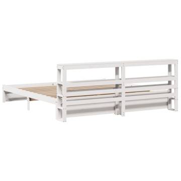 White Super King Bed Frame with Headboard - 180x200 cm