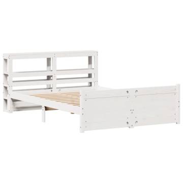 Stylish White Bed Frame with Headboard - 140x190 cm