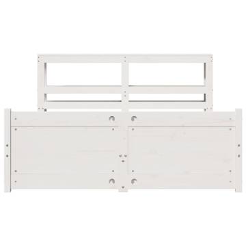 Stylish White Bed Frame with Headboard - 140x190 cm