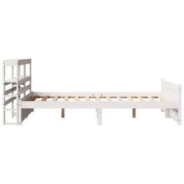 Stylish White Bed Frame with Headboard - 140x190 cm