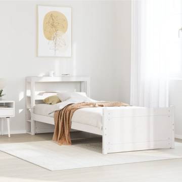 Stylish White Bed Frame with Headboard 90x200 cm - HipoMarket