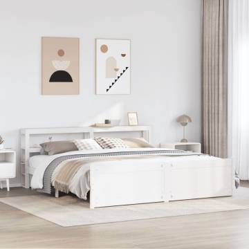 Elegant White Bed Frame with Headboard - 180x200 cm Super King