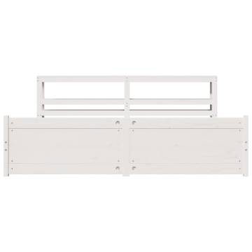 Elegant White Bed Frame with Headboard - 180x200 cm Super King