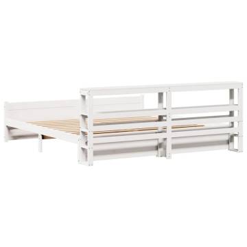 Elegant White Bed Frame with Headboard - 180x200 cm Super King