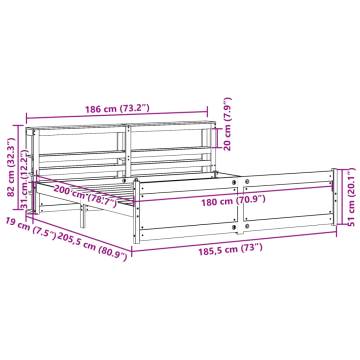 Elegant White Bed Frame with Headboard - 180x200 cm Super King