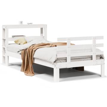 Stylish White Bed Frame with Headboard 90x200 cm | Hipomarket