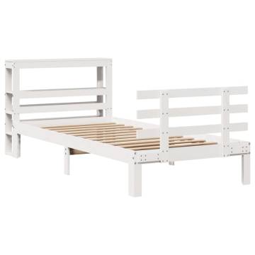 Stylish White Bed Frame with Headboard 90x200 cm | Hipomarket