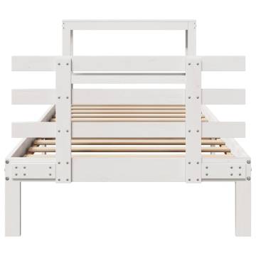 Stylish White Bed Frame with Headboard 90x200 cm | Hipomarket