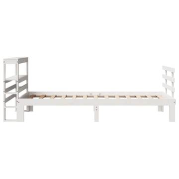 Stylish White Bed Frame with Headboard 90x200 cm | Hipomarket