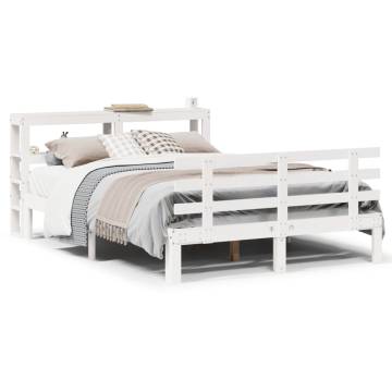 Stylish White Bed Frame with Headboard - 140x200 cm