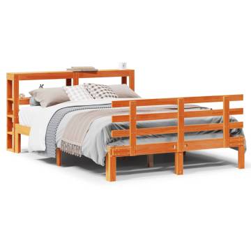 Wax Brown Bed Frame with Headboard - 140x190 cm | HipoMarket