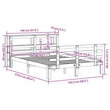 Wax Brown Bed Frame with Headboard - 140x190 cm | HipoMarket