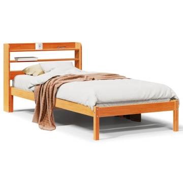 Wax Brown Bed Frame with Headboard 75x190 cm - Hipo Market