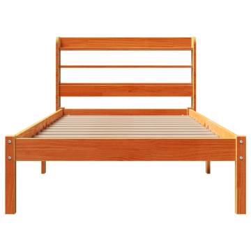 Wax Brown Bed Frame with Headboard 75x190 cm - Hipo Market