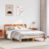 Wax Brown Small Double Bed Frame with Headboard - 120x190 cm