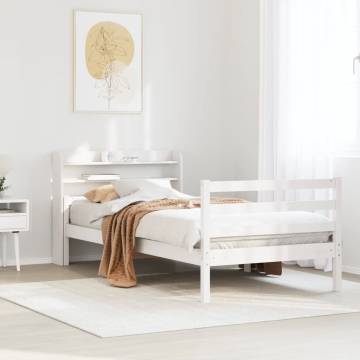 White Bed Frame with Headboard - 100x200 cm | HipoMarket