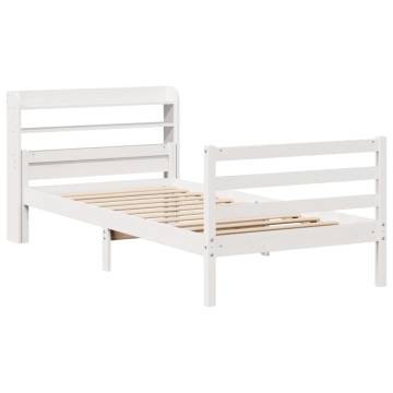 White Bed Frame with Headboard - 100x200 cm | HipoMarket