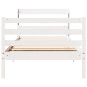 White Bed Frame with Headboard - 100x200 cm | HipoMarket