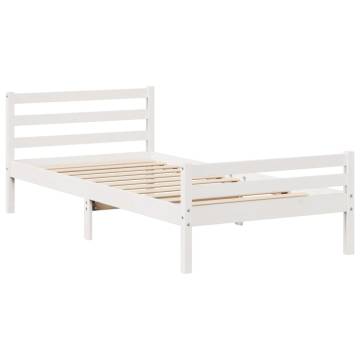 White Bed Frame with Headboard - 100x200 cm | HipoMarket