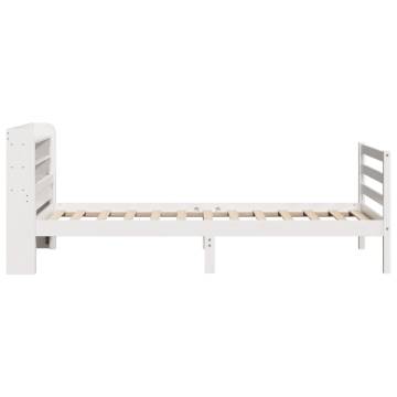 White Bed Frame with Headboard - 100x200 cm | HipoMarket