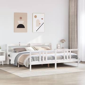 Stylish White Bed Frame with Headboard - 200x200 cm