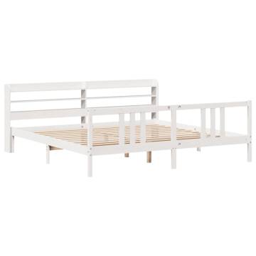 Stylish White Bed Frame with Headboard - 200x200 cm