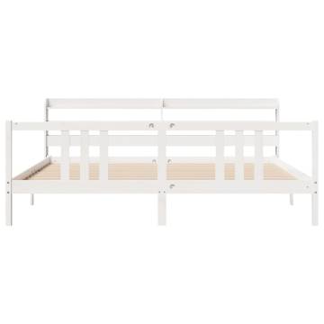 Stylish White Bed Frame with Headboard - 200x200 cm