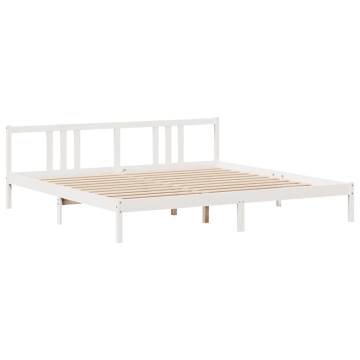 Stylish White Bed Frame with Headboard - 200x200 cm