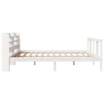 Stylish White Bed Frame with Headboard - 200x200 cm