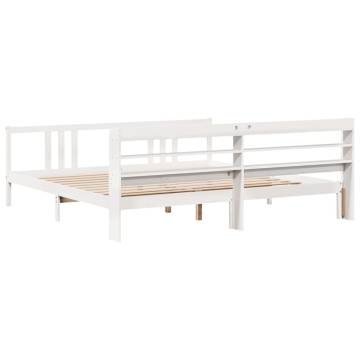 Stylish White Bed Frame with Headboard - 200x200 cm