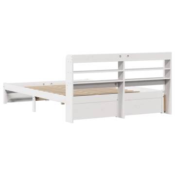 Stylish White Bed Frame with Headboard - Small Double 120x190 cm